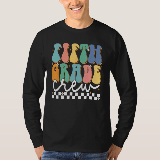 Fifth Grade Crew Groovy Back School 5th Grade Teac T Shirt (Framsida)