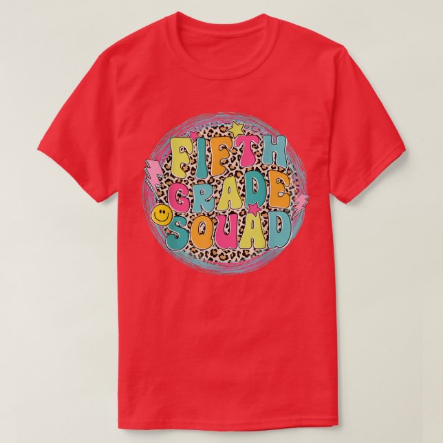Fifth Grade Squad Back To School Leopard Boys Girl T Shirt (Design framsida)