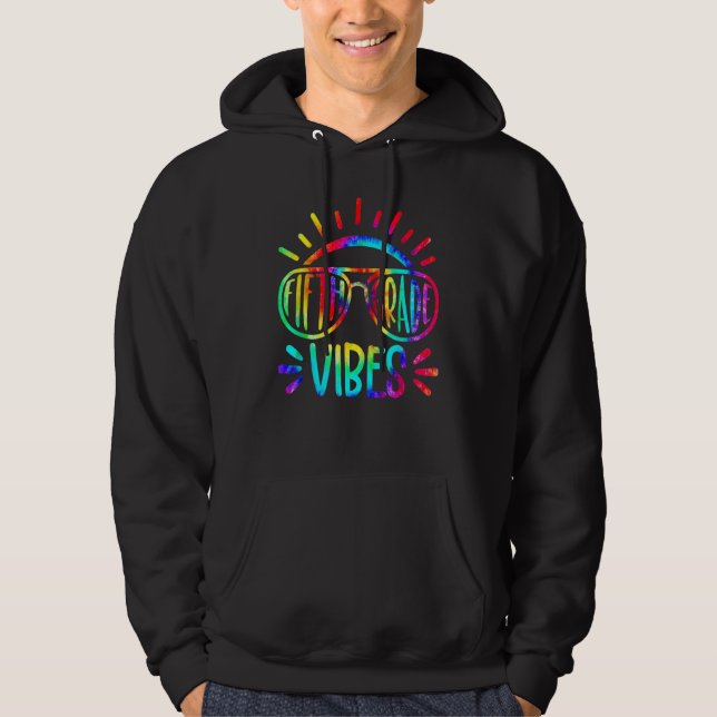 Fifth Grade Vibes First Day Back To School Tie Dye Hoodie (Framsida)