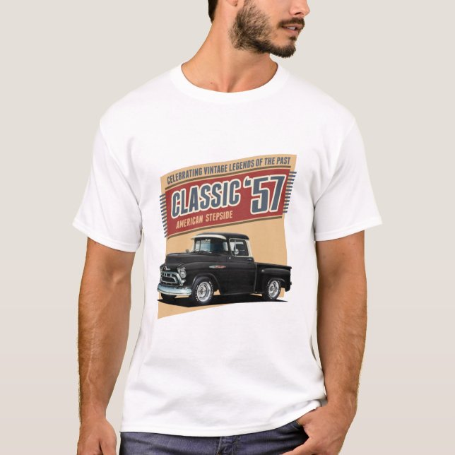 Fifties Black Street Rod Lastbil T Shirt (Framsida)