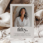 Fifty 50th Heart Square Photo Birthday Inbjudningar<br><div class="desc">Celebrate your fabulous 50th in style with this modern birthday invitation! Featuring a customizable space for your own photo and the word "fifty" accented with a delicate little heart, this design exudes elegance and charm. It is perfect for highlighting this milestone moment and party. Set the tone for an unforgettable...</div>