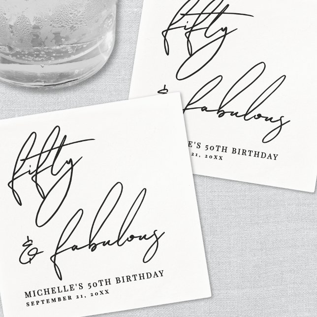 Fifty And Fabulous 50th Birthday Party Pappersservett (Fifty And Fabulous 50th Birthday Party Napkins)