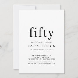 Fifty and Fabulous Black 50th Birthday Party  Inbjudningar