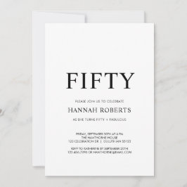 Fifty and Fabulous Black 50th Birthday Party  Inbjudningar