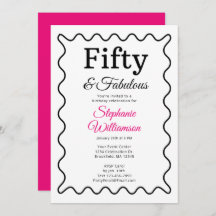 Fifty and Fabulous Black and Pink Script