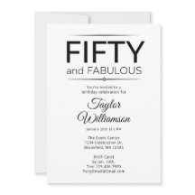 Fifty and Fabulous Black and White Script