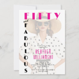 Fifty and Fabulous Black Pink 50th Birthday  Inbjudningar