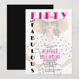 Fifty and Fabulous Black Pink 50th Birthday  Inbjudningar