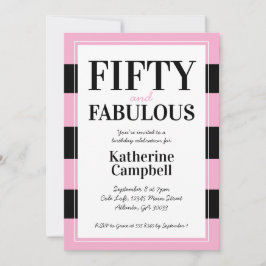 Fifty and Fabulous Black Pink 50th Birthday Party Inbjudningar