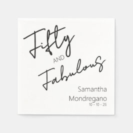 Fifty and Fabulous Black White 50th Birthday Pappersservett