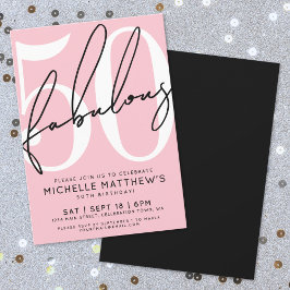 Fifty And Fabulous Blush Pink 50th Birthday Inbjudningar