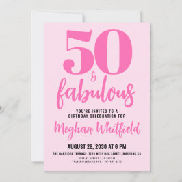 Fifty and Fabulous Blush Pink 50th Birthday Party Inbjudningar