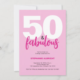 Fifty and Fabulous Blush Pink 50th Birthday Party Inbjudningar