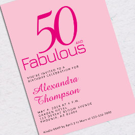 Fifty and Fabulous Blush Pink 50th Birthday Party Inbjudningar