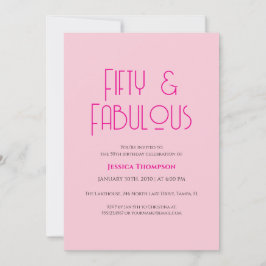 Fifty and Fabulous Blush Pink 50th Birthday Party Inbjudningar