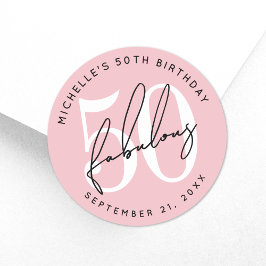 Fifty And Fabulous Blush Pink 50th Birthday Runt Klistermärke