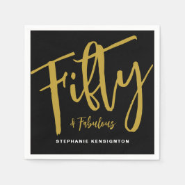 Fifty and Fabulous Bold Script 50th Birthday Party Pappersservett
