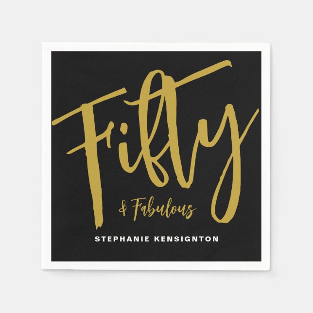 Fifty and Fabulous Bold Script 50th Birthday Party Pappersservett (Framsidan)
