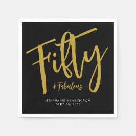 Fifty and Fabulous Date Name 50th Birthday Party Pappersservett