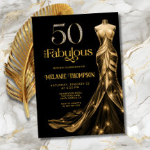Fifty and Fabulous Gold Dress Black 50th Birthday