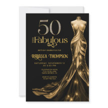 Fifty and Fabulous Gold Dress Black 50th Birthday