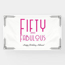 Fifty and Fabulous Hot Pink Art Deco 50th Birthday