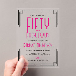 Fifty and Fabulous Hot Pink Art Deco 50th Birthday