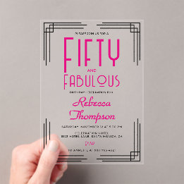 Fifty and Fabulous Hot Pink Art Deco 50th Birthday