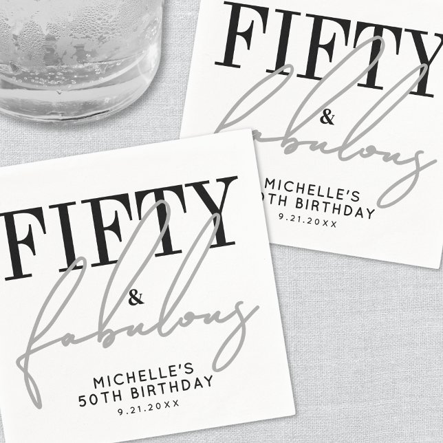 Fifty And Fabulous Modern 50th Birthday Party Pappersservett (Fifty And Fabulous Modern 50th Birthday Party Napkins)