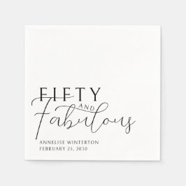 Fifty and Fabulous Name Date 50th Birthday Party Pappersservett