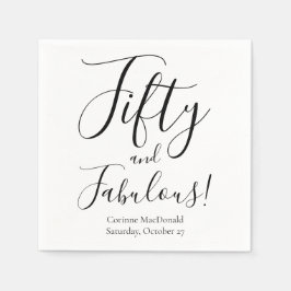 Fifty and Fabulous Name Date 50th Birthday Party Pappersservett