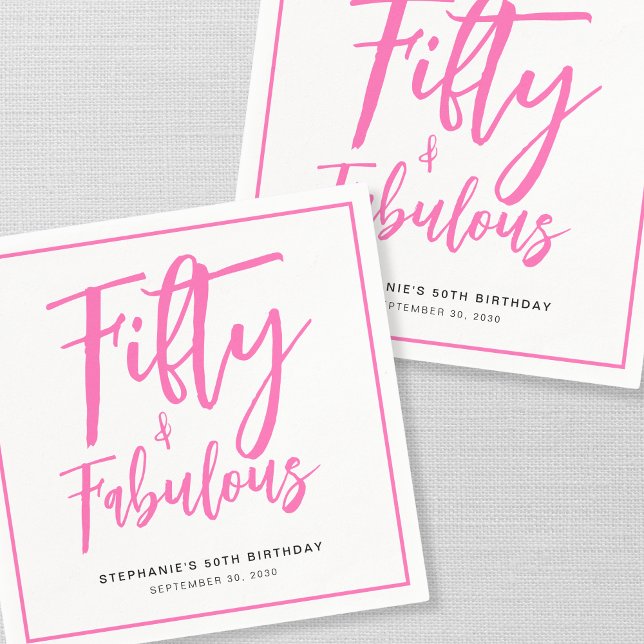 Fifty and Fabulous Name Date 50th Birthday Party Pappersservett (Skapare uppladdad)