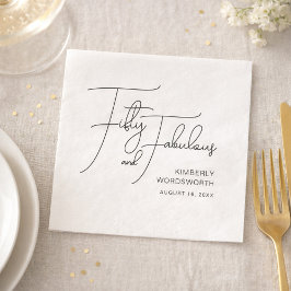 Fifty and Fabulous Name Date 50th Birthday Party Pappersservett