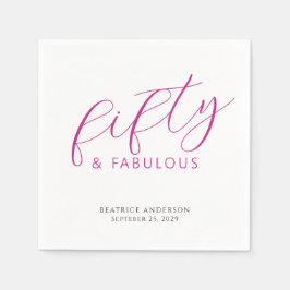 Fifty and Fabulous Name Date 50th Birthday Party Pappersservett