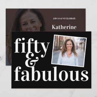 Fifty and Fabulous Photo 50th Birthday Inbjudningar