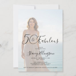 Fifty and Fabulous Photo 50th Birthday Party Inbjudningar