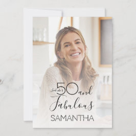 Fifty and Fabulous Photo 50th Birthday Party Inbjudningar