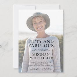 Fifty and Fabulous Photo 50th Birthday Party Inbjudningar