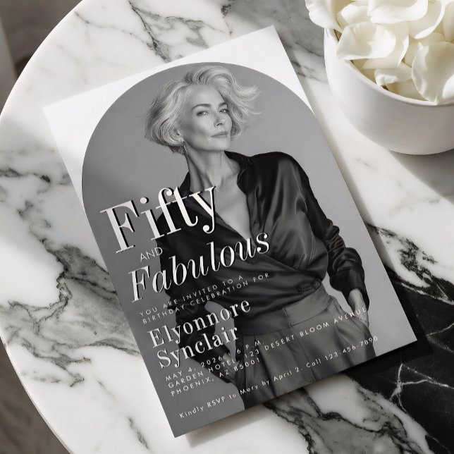 Fifty and Fabulous Photo 50th Birthday Party Inbjudningar (Skapare uppladdad)
