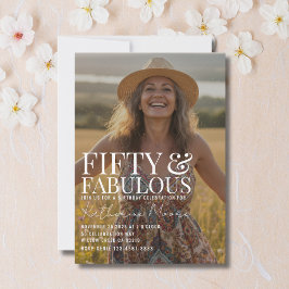 Fifty and Fabulous Photo 50th Birthday Party Inbjudningar