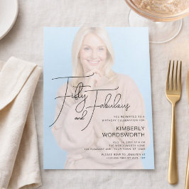 Fifty and Fabulous Photo 50th Birthday Party Inbjudningar