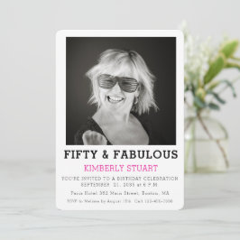 Fifty and Fabulous Photo 50th Birthday Party Inbjudningar