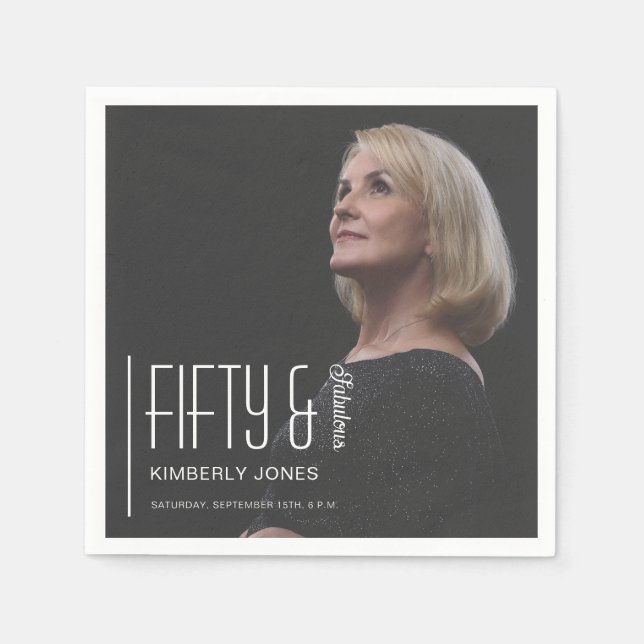 Fifty and Fabulous Photo 50th Birthday Party Pappersservett (Framsidan)