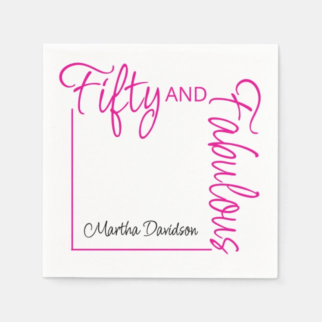 Fifty and Fabulous Photo 50th Birthday Party Poste Pappersservett (Framsidan)