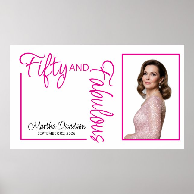 Fifty and Fabulous Photo 50th Birthday Party Poste Poster (Framsidan)