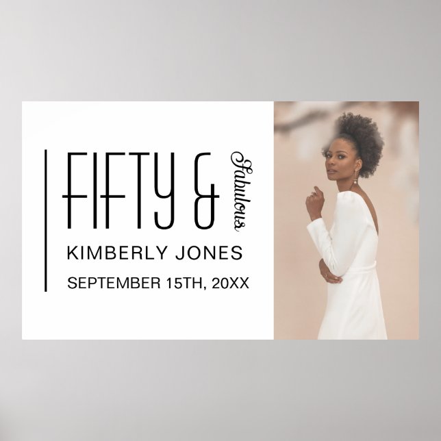 Fifty and Fabulous Photo 50th Birthday Party Poster (Framsidan)