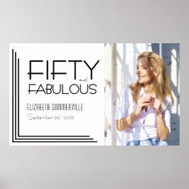 Fifty and Fabulous Photo 50th Birthday Party Poster
