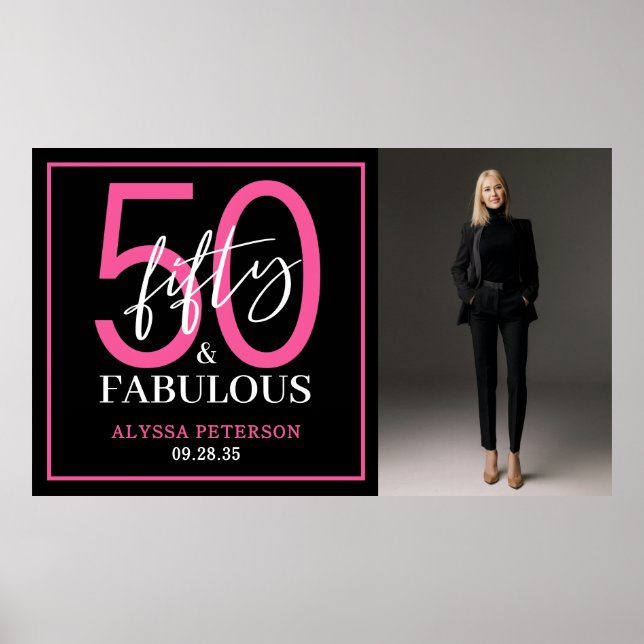 Fifty and Fabulous Photo 50th Birthday Party Poster (Framsidan)