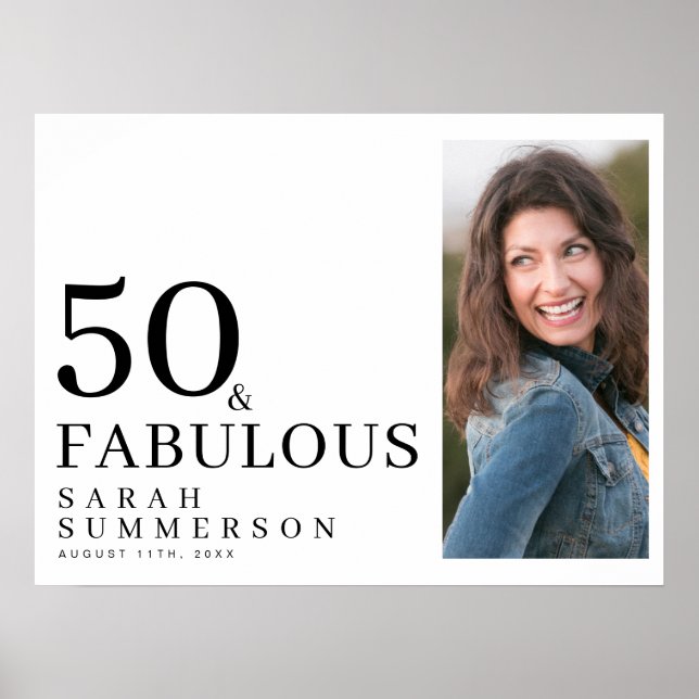 Fifty and Fabulous Photo 50th Birthday Party Poster (Framsidan)