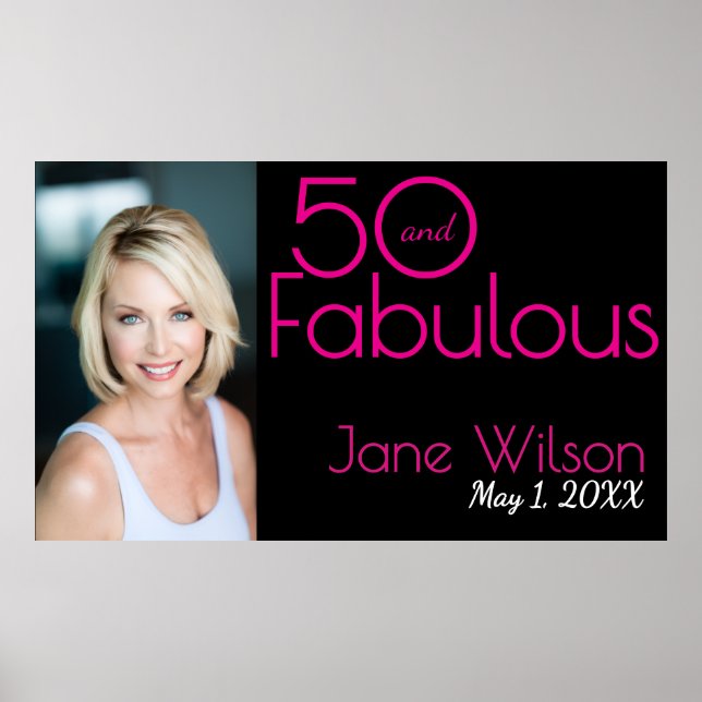 Fifty and Fabulous Photo 50th Birthday Party  Poster (Framsidan)